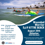 Wounded Warrior DAY AT THE BEACH August 20 Kalaeloa (White Plains Beach) Calling all active service members, veterans and first responders with a disability! www.accessurf.org/wwdatb 0745 - Volunteers arrive & set up 0815 - Program Start 1100 - Program End/ Tear Down Volunteer & Participant registration mandatory (participant registration closes August 17th at noon)